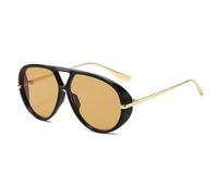 SSFVTTL Übergroße Sonnenbrille mit Doppelsteg für Herren, Retro, orange, modische Sonnenbrille für Damen, UV400-Schutz, Herrenbrille (Schwarz-Hellbraun)
