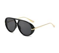 SSFVTTL Übergroße Sonnenbrille mit Doppelsteg für Herren, Retro-Sonnenbrille, modische Sonnenbrille für Damen, UV400-Schutz, für Herren, Schwarz, Schwarz
