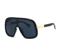 SSFVTTL Vintage Übergroße Einteiler-Sonnenbrille Damen für Herren Brille Punk Beliebte Big Frame Luxus UV400 (Schwarz Schwarz)