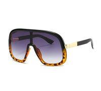 SSFVTTL Vintage Übergroße Einteiler-Sonnenbrille Damen für Herren Brille Punk Beliebter großer Rahmen Luxus UV400 (Schwarz Leopard Grau)