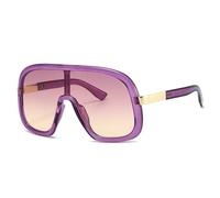 SSFVTTL Vintage Übergroße Einteiler-Sonnenbrille Damen für Herren Brille Punk Beliebter großer Rahmen Luxus UV400 (Lila Lila)