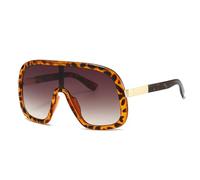 SSFVTTL Vintage Übergroße Einteiler-Sonnenbrille Damen für Herren Brille Punk Beliebter großer Rahmen Luxus UV400 (Leopardentee)