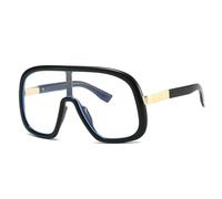 SSFVTTL Vintage Übergroße Einteiler-Sonnenbrille Damen für Herren Brille Punk Beliebter großer Rahmen Luxus UV400 (Schwarz Klar)