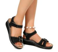 SSHFFDD Bequeme Keilabsatzsandalen für Damen, orthopädische Sandalen mit offener Zehenpartie und verstellbaren Riemen, rutschfeste, atmungsaktive Freizeitsandalen(Black,43 EU)