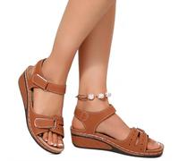 SSHFFDD Bequeme Keilabsatzsandalen für Damen, orthopädische Sandalen mit offener Zehenpartie und verstellbaren Riemen, rutschfeste, atmungsaktive Freizeitsandalen(Brown,41 EU)