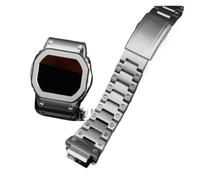 SSNAWBA Benutzerdefiniertes Metallgehäuse-Armband-Kit, kompatibel mit der Casio DW-5600-Serie | GW-M5610/GW-B5600 | Uhrenmodifikationsteile aus Edelstahl | DIY-Upgrade(White Black,5610mm)