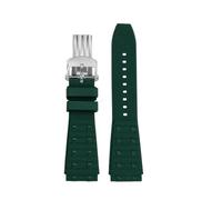 SSNAWBA Fluorkautschukband kompatibel mit Breitling Chronomat B01 Herren-Viton-Uhrenarmband, konvexe Schnittstelle, 22/24 mm, wasserdicht(2Green-Silver B,24mm)