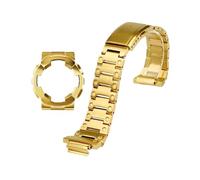SSNAWBA Kompatibel mit Casio Gold Black Warrior GA-110 GA-110GB/100/120/140 Gehäuse aus massivem Edelstahl GA110 GA120 Metallarmband(Gold strap-case)