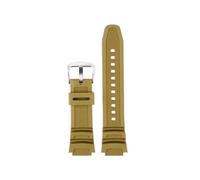 SSNAWBA Konvexes Silikonarmband, kompatibel mit Casio SGW-300/400/500 AQ-S810 AE-1200/1000W W-800H/W-218H, wasserdichtes Armband(Khaki-silver buckle)