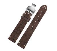 SSNAWBA Vintage-Armband aus weichem, dünnem Straußenleder for Herren, kompatibel mit Longines, Tudor, Seiko, Rolex-Armband, 18 m, 20 mm, 22 mm, Uhrenarmband-Zubehör(Brown-steel Folding,18mm)