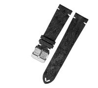 SSNAWBA Vintage-Armband aus weichem, dünnem Straußenleder for Herren, kompatibel mit Longines, Tudor, Seiko, Rolex-Armband, 18 m, 20 mm, 22 mm, Uhrenarmband-Zubehör(Green-black Folding,22mm)