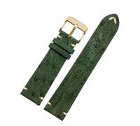SSNAWBA Vintage-Armband aus weichem, dünnem Straußenleder for Herren, kompatibel mit Longines, Tudor, Seiko, Rolex-Armband, 18 m, 20 mm, 22 mm, Uhrenarmband-Zubehör(Green-gold pin,22mm)