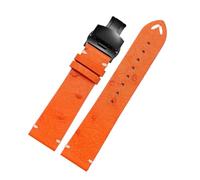 SSNAWBA Vintage-Armband aus weichem, dünnem Straußenleder for Herren, kompatibel mit Longines, Tudor, Seiko, Rolex-Armband, 18 m, 20 mm, 22 mm, Uhrenarmband-Zubehör(Orange-black Folding,20mm)