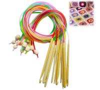 SSyang 12 Stück Bunte Tunesische Häkelnadel Afghan Häkelnadeln Häkelhaken Set, 3-10mm Häkeln Stricken Nadeln Kit Bambus Nadel Tunesische Kunststoff Häkelnadeln Mit Seil Für Weaving Pullover Schals