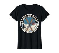 St. Anton Am Arlberg Mountain Sunset Winterski Preisgünstiges Grafik-T-Shirt, Damen, Schwarz, XL