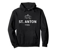 ST. Anton - Tyrol Pullover Hoodie, Unisex für Erwachsene, Schwarz, XL