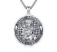 St. Antonius Halskette 925 Sterling Silber St. Antonius Medaille Halskette San Antonio De Padua Anhänger Halsketten Amulett Schutzschmuck Religiöse Geschenke