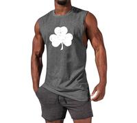 St. Day Herren T-Shirt Mit Irischem Aufdruck, Grün Trägershirt Herren Sport Tanktop Tank Top Sport Unterhemden Anti Schweiß Shirt Sportunterwäsche Lässig Uv Shirt Top