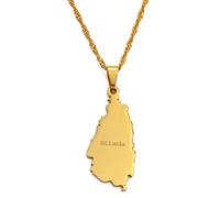 St. Lucia Karte Halskette,Attraktiver St. Lucia Karte Anhänger Geometrisches Schmuck Amulett Für Damen Herren,Patriotische Ornamente Schmuck,Gold,45Cm Kette