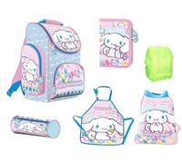 St. Majewski Cinnamoroll Candies Schulranzen Set 6teilig - Schulranzen, Schüleretui, Faulenzeretui, Malschürze, Schuhbeutel und Regenschutz