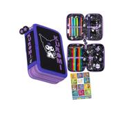 St. Majewski - Federmäppchen 2 Fächer - Mäppchen für Mädchen und Jungen - Federmappe 2-Fach Federtasche Gefüllte Schüleretui Schulmäppchen und Hausaufgabenheft - Kuromi