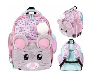St. Majewski Leichter Schulranzen für Mädchen, stabiler Schulrucksack, Schulranzen, MOUSE-Tiermotiv