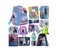 St.Majewski - Schulranzen für Jungen und Mädchen, 15er-Set - Schul-Rucksack für Kinder mit Federmäppchen - Schuhbeutel Trinkflasche und Brotdose - Frozen Motiv