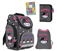 St. Majewski - Schulranzen für Jungen und Mädchen, 4er-Set - Schul-Rucksack für Kinder mit Federmäppchen - Schuhbeutel und Hausaufgabenheft- Hello Kitty Motiv