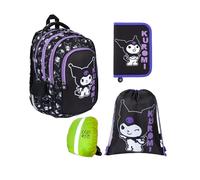 St. Majewski - Schulranzen für Jungen und Mädchen, 4er-Set - Schul-Rucksack für Kinder mit Federmäppchen - Schuhbeutel und Regenschutz - Kuromi Motiv