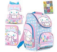 St. Majewski - Schulranzen für Jungen und Mädchen, 4er-Set - Schul-Rucksack für Kinder mit Federmäppchen - Schuhbeutel und Hausaufgabenheft- Cinnamoroll Motiv