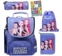 St. Majewski - Schulranzen für Jungen und Mädchen, 5er-Set - Schul-Rucksack für Kinder mit Federmäppchen - Schuhbeutel Schlampermäppchen und Hausaufgabenheft- K-POP Motiv