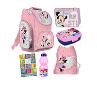 St. Majewski - Schulranzen für Jungen und Mädchen, 6er-Set - Schul-Rucksack für Kinder mit Federmäppchen - Schuhbeutel Sammelmappe und Hausaufgabenheft - Minnie Motiv - 1-3 Klasse