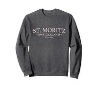 St. Moritz Schweiz - Simple St. Moritz Schweiz Sweatshirt, Unisex für Erwachsene, Anthrazit Meliert, XL
