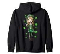St Patrick's Day Ästhetisches Kleeblatt Anime Little Lucky Girl Kapuzenjacke