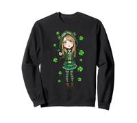St Patrick's Day Ästhetisches Kleeblatt Anime Little Lucky Girl Sweatshirt