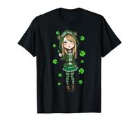 St Patrick's Day Ästhetisches Kleeblatt Anime Little Lucky Girl T-Shirt