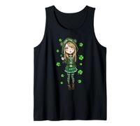 St Patrick's Day Ästhetisches Kleeblatt Anime Little Lucky Girl Tank Top
