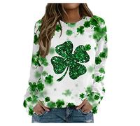 St. Patrick's Day Damen Pullover Klassisch Gnom Hut Motiv Sweatshirt Lucky Seamrog Langarmshirt Irish Festliche Oberteile Basic Tops Locker Pulli Shirt Langarm Bluse Lá Fhéile Pádraig Sona Duit