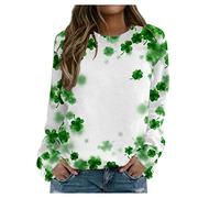 St. Patrick's Day Damen Pullover Klassisch Gnom Hut Motiv Sweatshirt Lucky Seamrog Langarmshirt Irish Festliche Oberteile Basic Tops Locker Pulli Shirt Langarm Bluse Lá Fhéile Pádraig Sona Duit