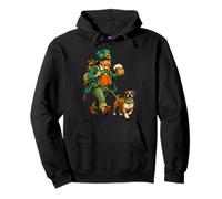 St. Patrick's Day Kobold mit Bier Walking Boxer Hund Pullover Hoodie