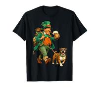 St. Patrick's Day Kobold mit Bier Walking Boxer Hund T-Shirt