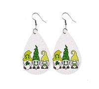 St. Patrick's Day Kunstleder Ohrringe Set Irisches Baumelnde Ohrschmuck Zubehör Tropfenförmige Baumelnde Stil Leder Für Frauen