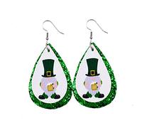 St. Patrick's Day Kunstleder Ohrringe Set Irisches Baumelnde Ohrschmuck Zubehör Tropfenförmige Baumelnde Stil Leder Für Frauen
