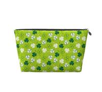 St Patrick's Day Make-up-Tasche, Kosmetiktasche, Reise-Kulturbeutel, Make-up-Tasche für Damen, Leder, Make-up-Tasche, Organizer, niedliche Make-up-Tasche, Grün, Silber, One Size