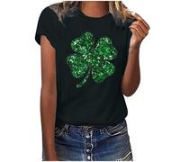 St. Patrick's Day Tshirt Damen Weiss Irischen Kleeblatt T-Shirt Kleeblatt Bedruck T Shirts Lá Fhéile Pádraig Sona Duit Tops Y2K Irland Festival Kostüm Rundhal Kurzarm Basic Tops Streetwear