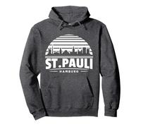 St Pauli Hamburg Skyline Bilder Hamburger Andenken St. Pauli Pullover Hoodie, Unisex für Erwachsene, Anthrazit Meliert, XXL