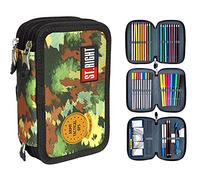 St. Right XXL Federtasche Federmappe Federmäppchen 46-teilig gefüllte Schüleretui 3-stöckig 19 x 13 x 7 cm Junge Mädchen (Desert Moro)