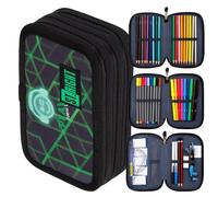 St. Right XXL Federtasche Federmappe Federmäppchen 46-teilig gefüllte Schüleretui 3-stöckig 19 x 13 x 7 cm, 3-Fach Schulstiftetui, dreifaches Federmäppchen Junge Mädchen PLAY NEW LEVEL