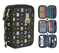 St. Right XXL Federtasche Federmappe Federmäppchen 46-teilig gefüllte Schüleretui 3-stöckig 19 x 13 x 7 cm inkl. Füller Junge Mädc (Golden Cats)