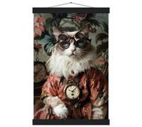 St Tropez Art Schulposter - Balinesische Katze, Steampunk-Outfit, antike Taschenuhr | St Tropez Art